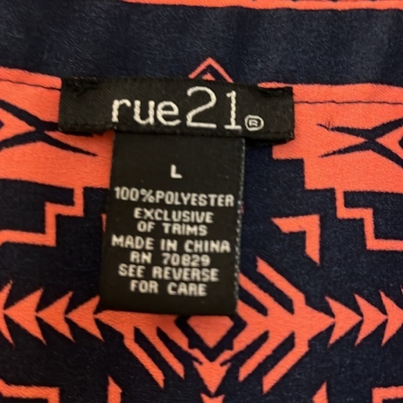 Rue 21 bright orange and black Aztec print tunic/ dress. Size Large - Picture 2 of 8
